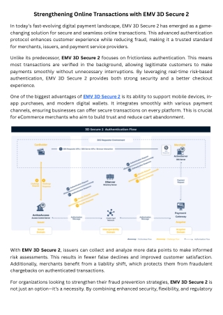 Strengthening Online Transactions with EMV 3D Secure 2
