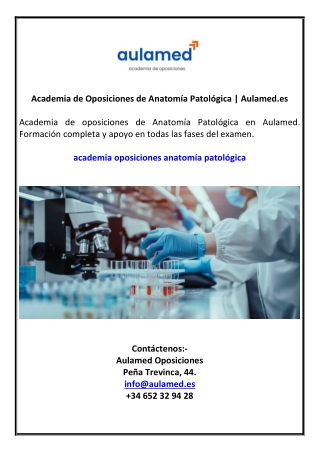 Academia de Oposiciones de Anatomía Patológica | Aulamed.es