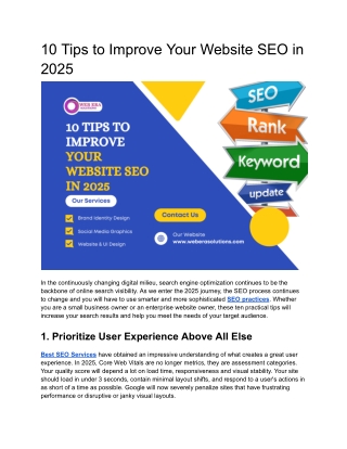 10 Tips to Improve Your Website SEO in 2025