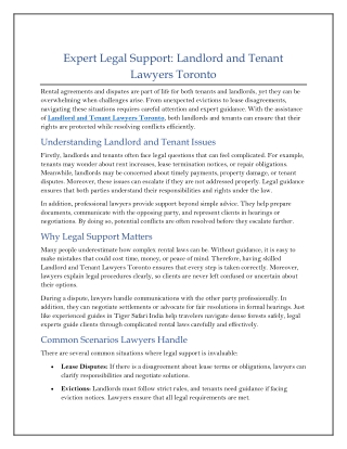 Landlord and Tenant Lawyers Toronto