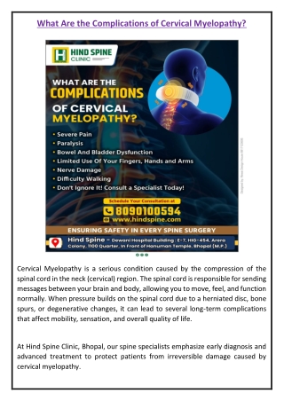 What Are the Complications of Cervical Myelopathy?