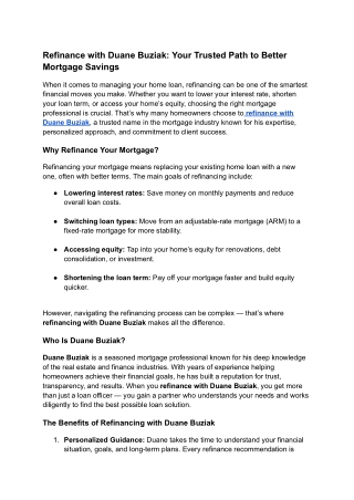 refinance with Duane Buziak