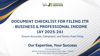 Document Checklist for Filing ITR – Business & Professional Income (AY 2025–26)