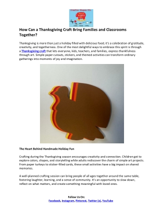 Creative Shape ETC Turkey Cutouts