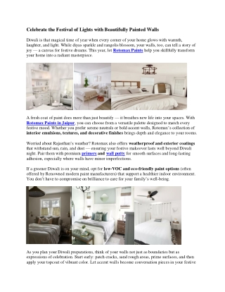 Celebrate the Festival of Lights with Beautifully Painted Walls