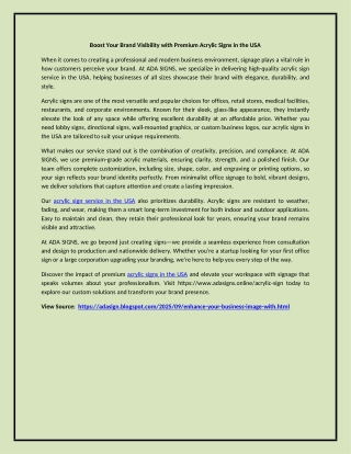 Boost Your Brand Visibility with Premium Acrylic Signs in the USA