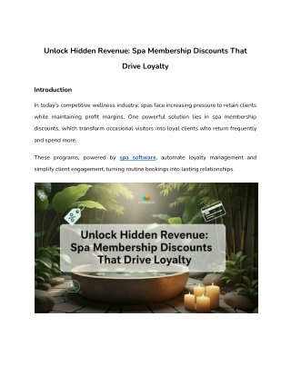 Unlock Hidden Revenue_ Spa Membership Discounts That Drive Loyalty