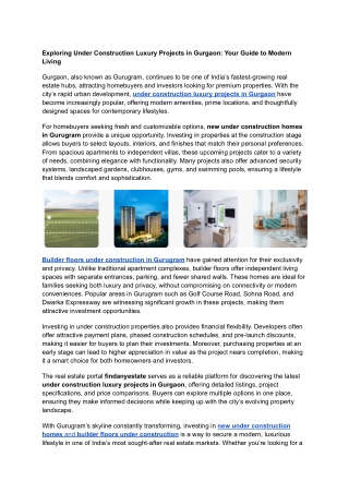 Exploring Under Construction Luxury Projects in Gurgaon_ Your Guide to Modern Living