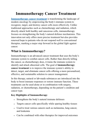 Immunotherapy Cancer Treatment