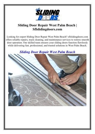 Sliding Door Repair West Palm Beach Sflslidingdoors.com