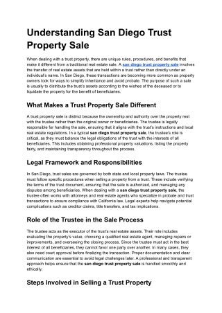 san diego trust property sale