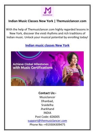 Indian Music Classes New York | Themusiclancer.com