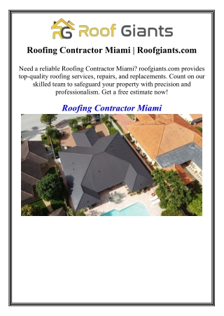Roofing Contractor Miami Roofgiants.com