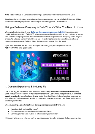 Hire most reliable Software Development Company in Delhi – Duplex Technology!