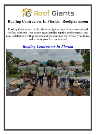 Roofing Contractors In Florida Roofgiants.com