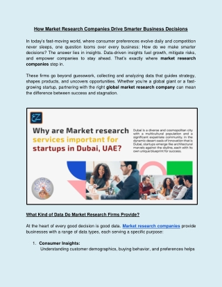 How Market Research Companies Drive Smarter Business Decisions