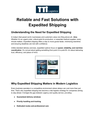 Reliable and Fast Solutions with Expedited Shipping