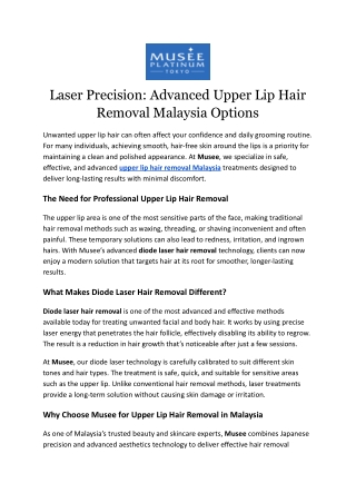 Laser Precision: Advanced Upper Lip Hair Removal Malaysia Options