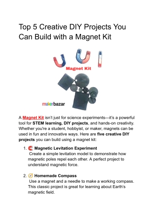 Top 5 Creative DIY Projects You Can Build with a Magnet Kit