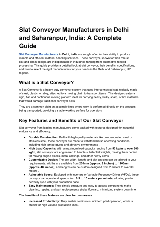 slat conveyor manufacturers