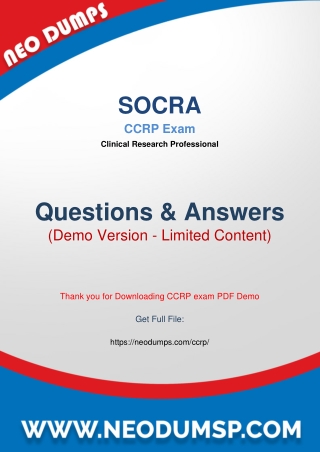 Latest SOCRA CCRP Exam Dumps to Pass Your Exam with Confidence