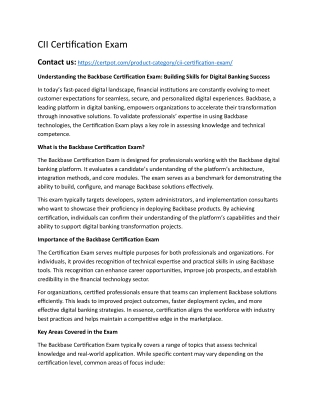 CII Certification Exam