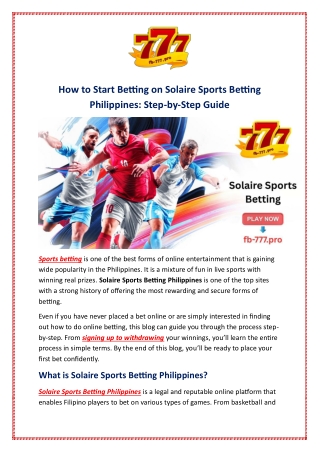 How to Start Betting on Solaire Sports Betting Philippines: Step-by-Step Guide