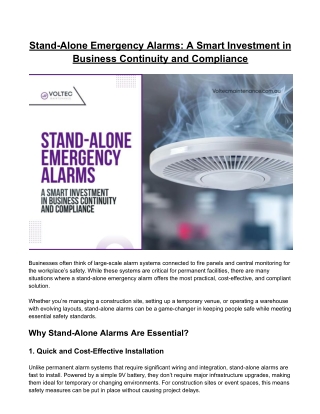 Stand-Alone Emergency Alarms: A Smart Investment in Business Continuity