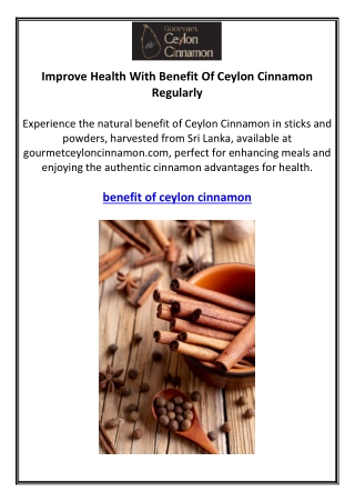 Improve Health With Benefit Of Ceylon Cinnamon Regularly