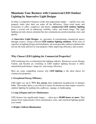 Illuminate Your Business with Commercial LED Outdoor Lighting by Innovative Light Designs