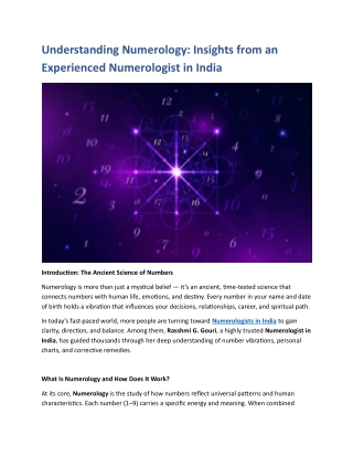 Understanding Numerology- Insights from an Experienced Numerologist in India