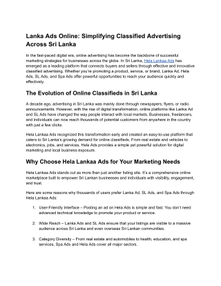 Lanka Ads Online_ Simplifying Classified Advertising Across Sri Lanka