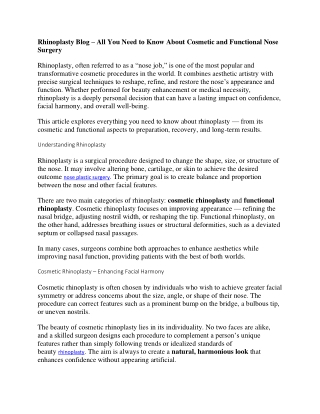 Rhinoplasty Blog - All About Rhinoplasty