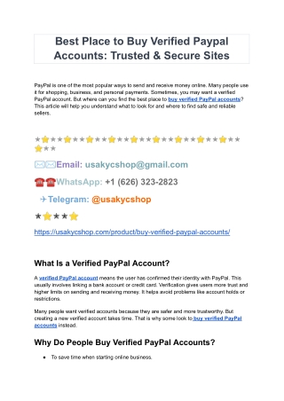 Buy Verified Paypal Accounts - 100% Real Documents in 2025