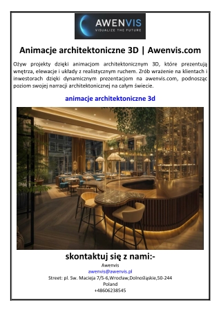 Animacje architektoniczne 3D | Awenvis.com