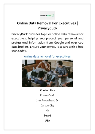 Online Data Removal For Executives | Privacyduck