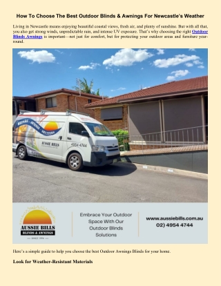How To Choose The Best Outdoor Blinds & Awnings For Newcastles Weather
