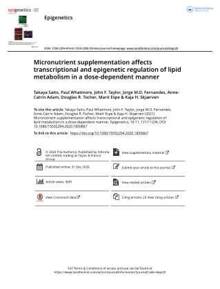 Micronutrient supplementation affects transcriptional and epigenetic regulation of lipid metabolism in a dose-dependent
