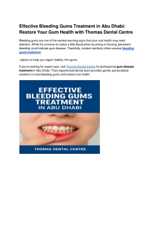 Effective Bleeding Gums Treatment in Abu Dhabi_ Restore Your Gum Health with Thomas Dental Centre