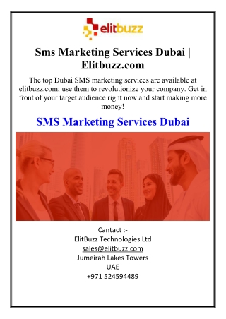 Sms Marketing Services Dubai | Elitbuzz.com