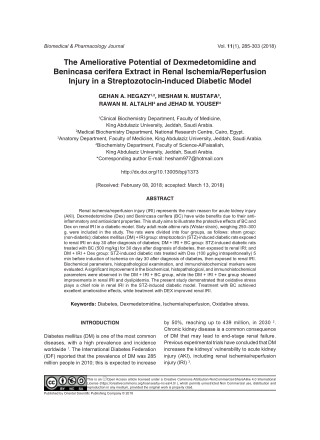 The Ameliorative Potential of Dexmedetomidine and Benincasa Cerifera Extract in Renal IschemiaReperfusion Injury in a St