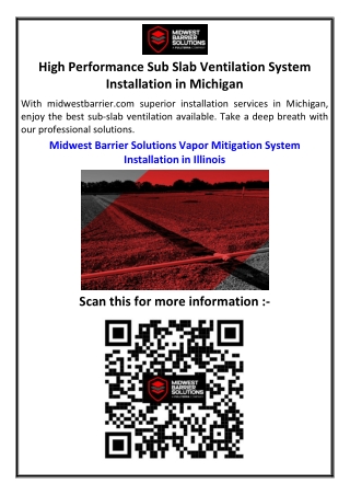 High Performance Sub Slab Ventilation System Installation in Michigan