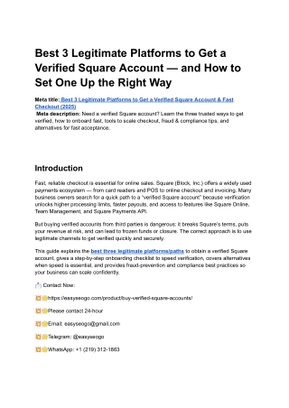 Best 3 Legitimate Platforms to Get a Verified Square Account — and How to Set One Up the Right Way
