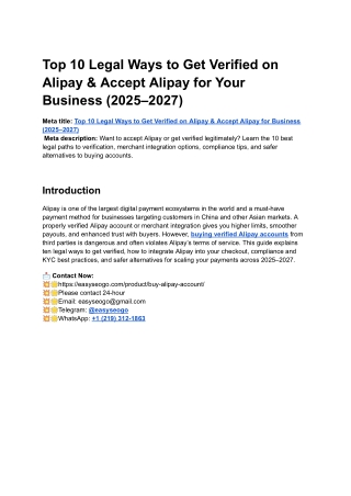 Top 10 Legal Ways to Get Verified on Alipay & Accept Alipay for Your Business (2025–2027)