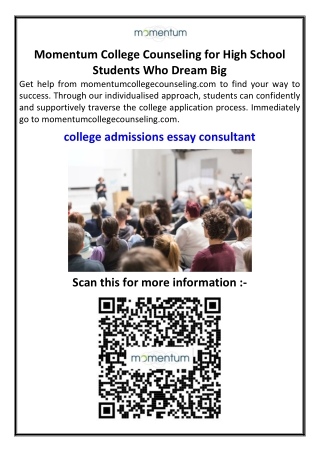 Momentum College Counseling for High School Students Who Dream Big
