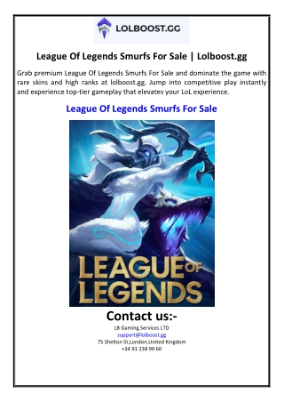 League Of Legends Smurfs For Sale | Lolboost.gg
