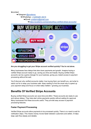 Buy Stripe Verified Accounts – 100% Legit & Ready to Use [2025]