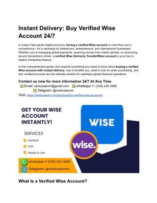 Instant Delivery_ Buy Verified Wise Account 24_7