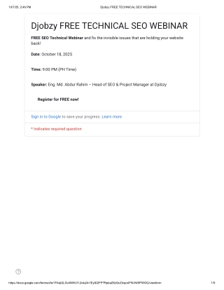 Djobzy FREE TECHNICAL SEO WEBINAR