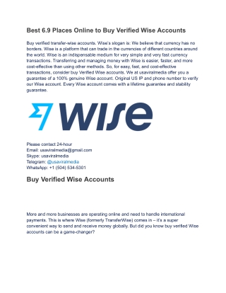 Best 6.9 Places Online to Buy Verified Wise Accounts
